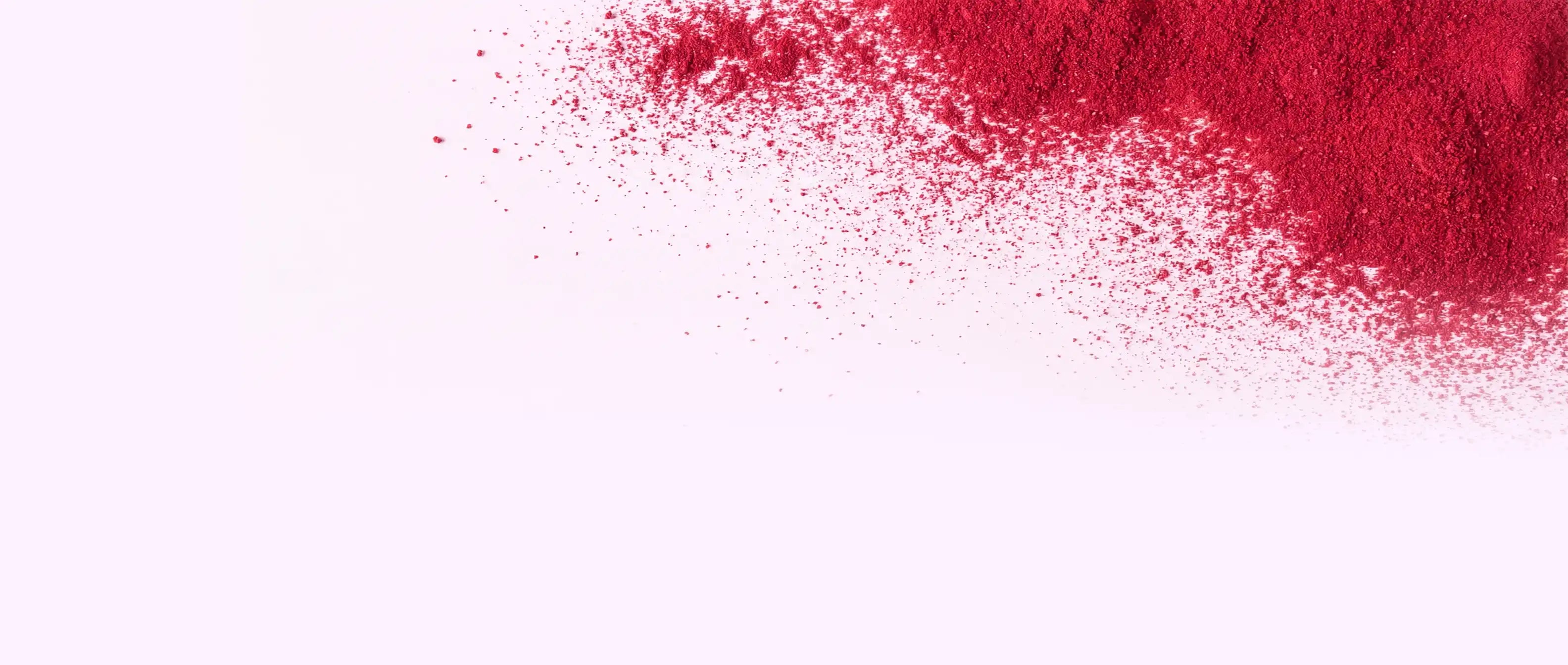Rotes Himbeerpulver auf rosa Hintergrund