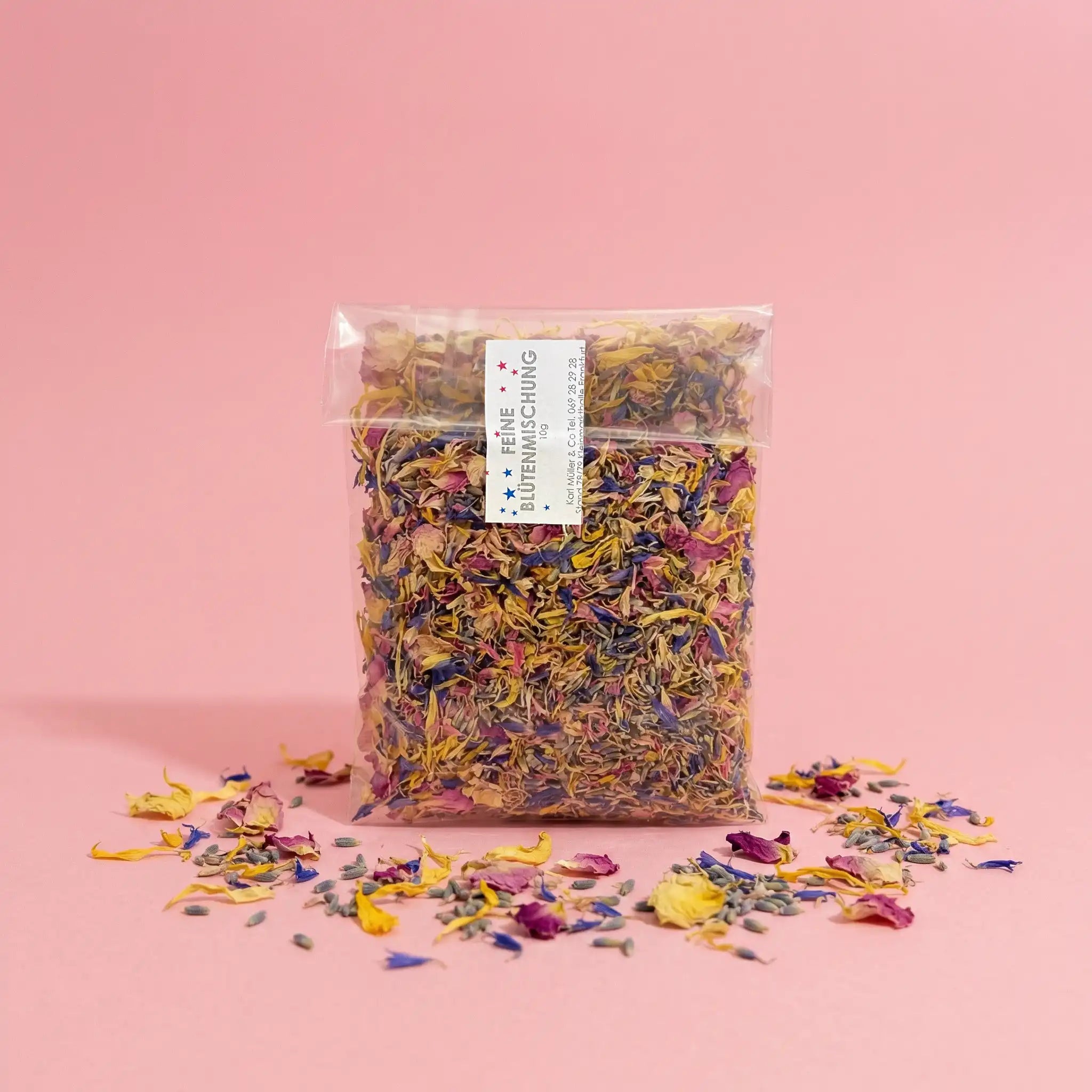Blütenmischung mit Rosen, Kornblumen, Calendula & Lavendel – essbar, aromatisch & wunderschön.