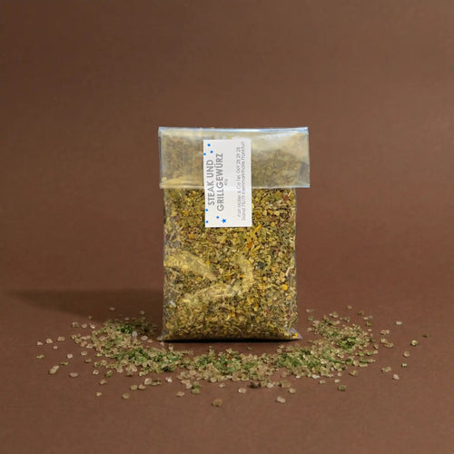 Steak und Grillgewürz von Karl Müller & Co. Frankfurt, abgepackt mit Etikett – 40 g